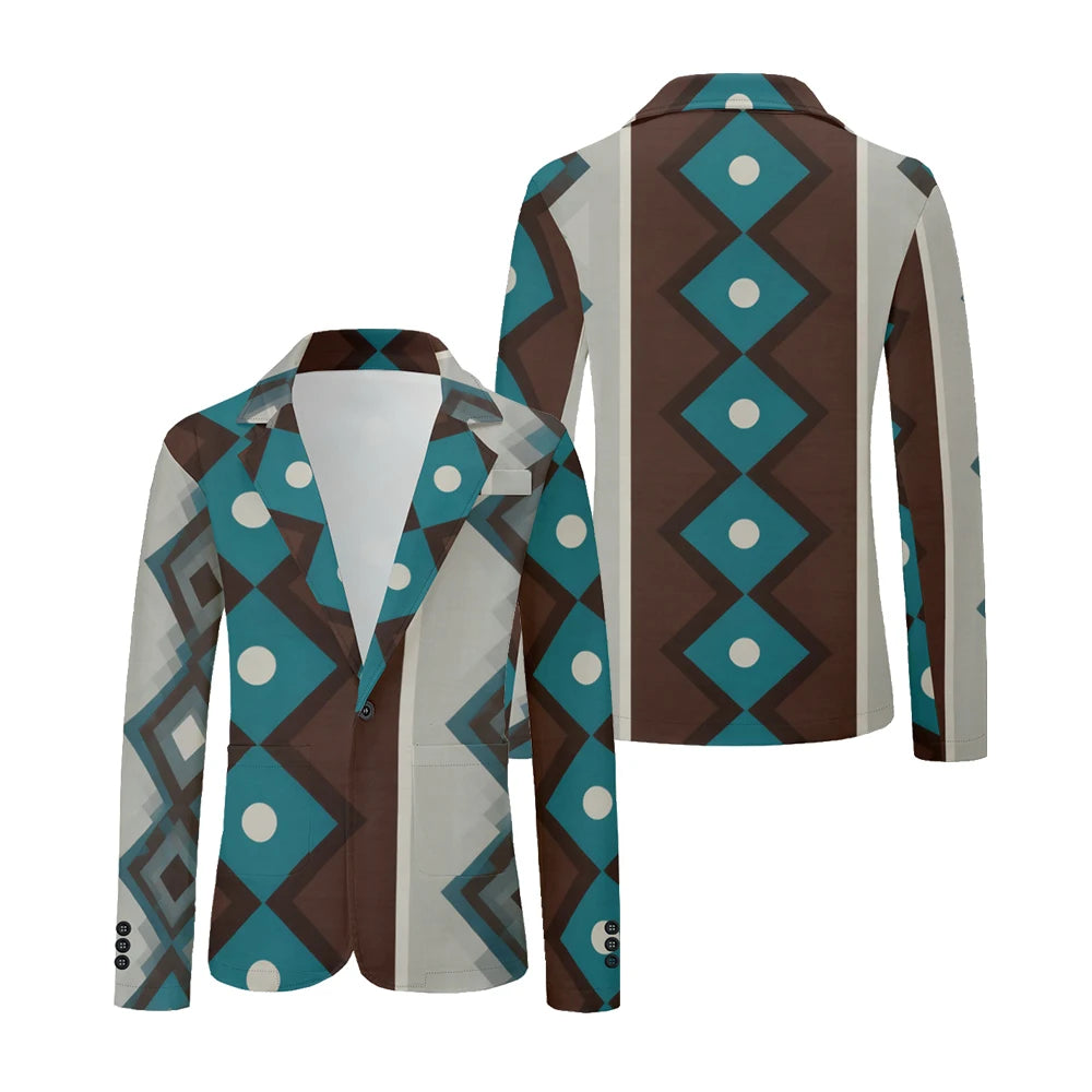 Men Geometric Print Blazers Vintage Modern Oversized Suit Coat Jacket Abstract Stripe Pattern Suit Coat for Daily Casual Wear