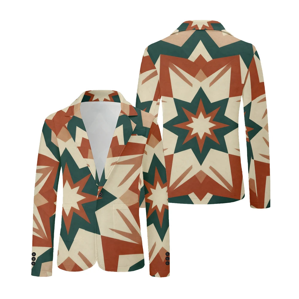 Men Geometric Print Blazers Vintage Modern Oversized Suit Coat Jacket Abstract Stripe Pattern Suit Coat for Daily Casual Wear