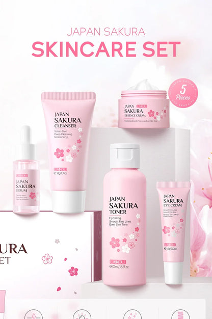 LAIKOU Sakura Kit Skin Care Sets Moisturizing and Reducing Fine Lines Cleansing Pore Product 5-Piece Korean Women&
