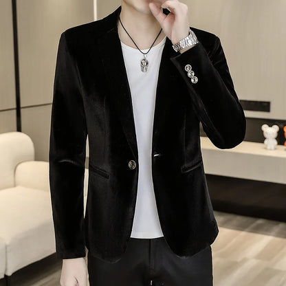 Blazer: An Outdoor Fashion Business Gentleman Wedding Host Slim-fit Casual Korean-style Youthful Men&