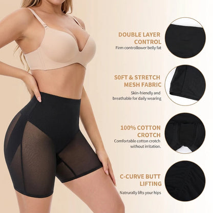 High Waist Tummy Control Shapewear Shorts for Women Mesh Butt Lifter Thigh Slimmer Underwear Seamless Body Shaper Panties