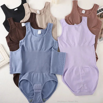 2025 New Bodysuit Shapewear with Zipper Belt Women Tummy Control Fajas Body Shaper Waist Trainer Slimming Cincher Corset Tops
