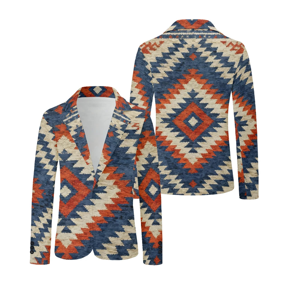 Men Geometric Print Blazers Vintage Modern Oversized Suit Coat Jacket Abstract Stripe Pattern Suit Coat for Daily Casual Wear