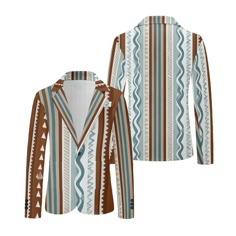 Men Geometric Print Blazers Vintage Modern Oversized Suit Coat Jacket Abstract Stripe Pattern Suit Coat for Daily Casual Wear