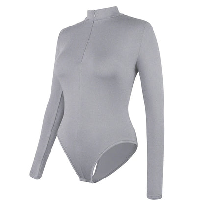 Shapewear Bodysuit for Women Seamless Briefs Shapewear Tummy Control Bodysuits Zip Front Long Sleeve Tops Bodysuit