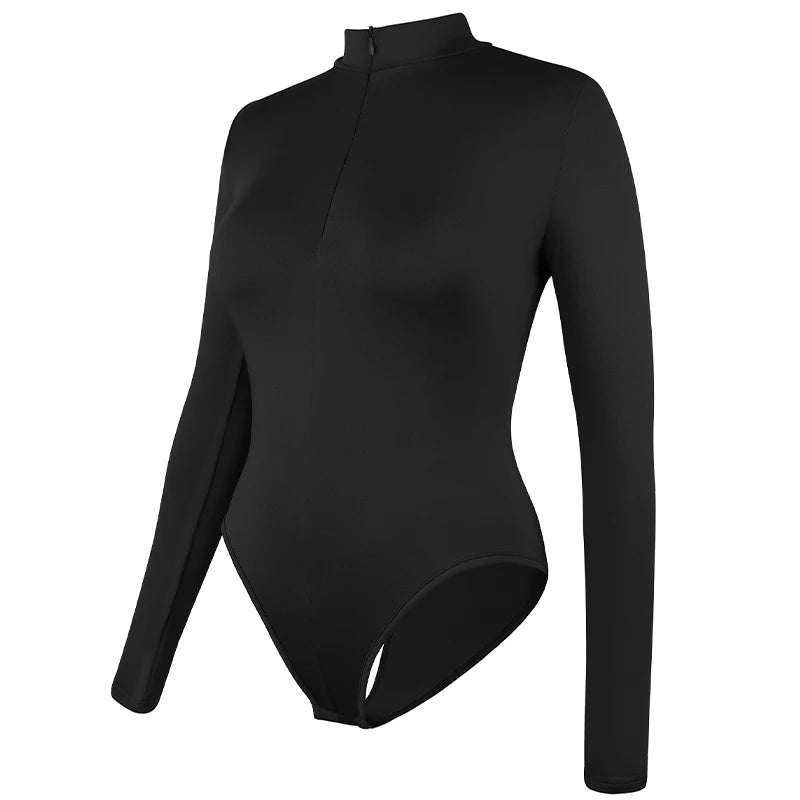 Shapewear Bodysuit for Women Seamless Briefs Shapewear Tummy Control Bodysuits Zip Front Long Sleeve Tops Bodysuit