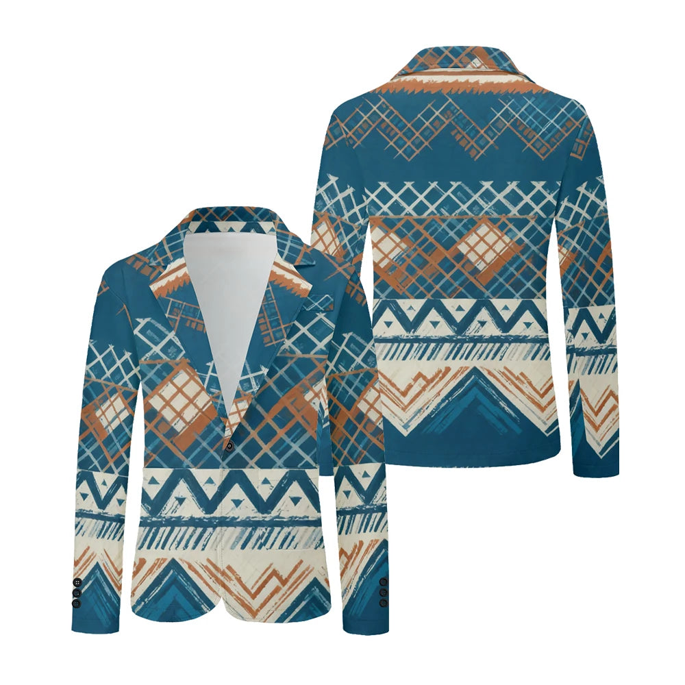 Men Geometric Print Blazers Vintage Modern Oversized Suit Coat Jacket Abstract Stripe Pattern Suit Coat for Daily Casual Wear