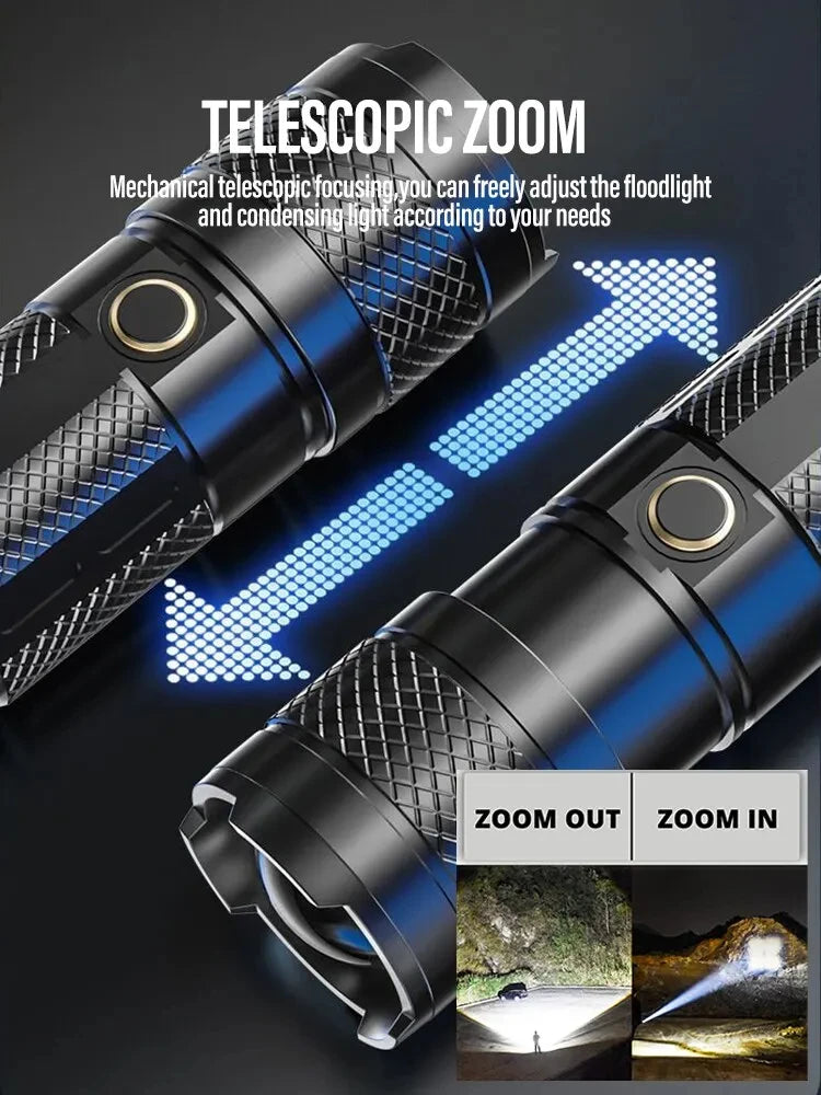 White Laser Telescopic Zoom Flashlight