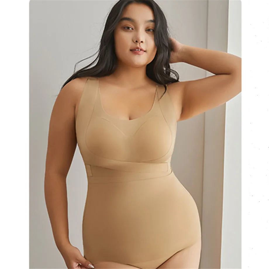 Body Shapewear for Women Seamless Solid Shaping Full Bodysuit Crew Neck Tummy Control Slimming Body Shaper Underwear &amp; Shapewear
