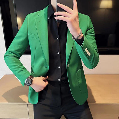 Oversize Thin Male Blazer Plus Big Size Yellow Slim Fit Men&