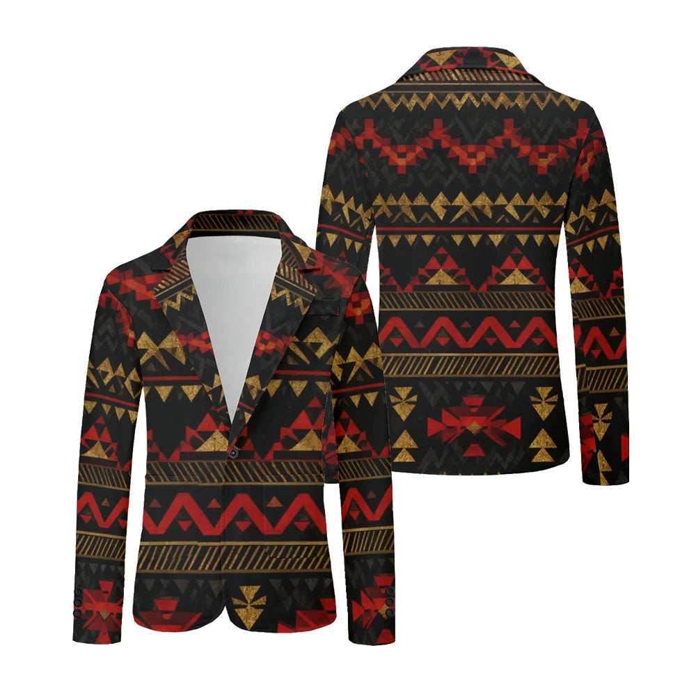 Men Geometric Print Blazers Vintage Modern Oversized Suit Coat Jacket Abstract Stripe Pattern Suit Coat for Daily Casual Wear