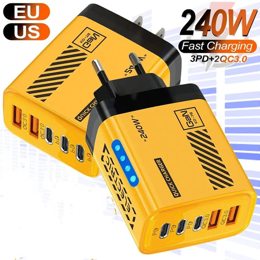 240W GaN Fast Charger – 5-in-1 Multi-Port Power Hub