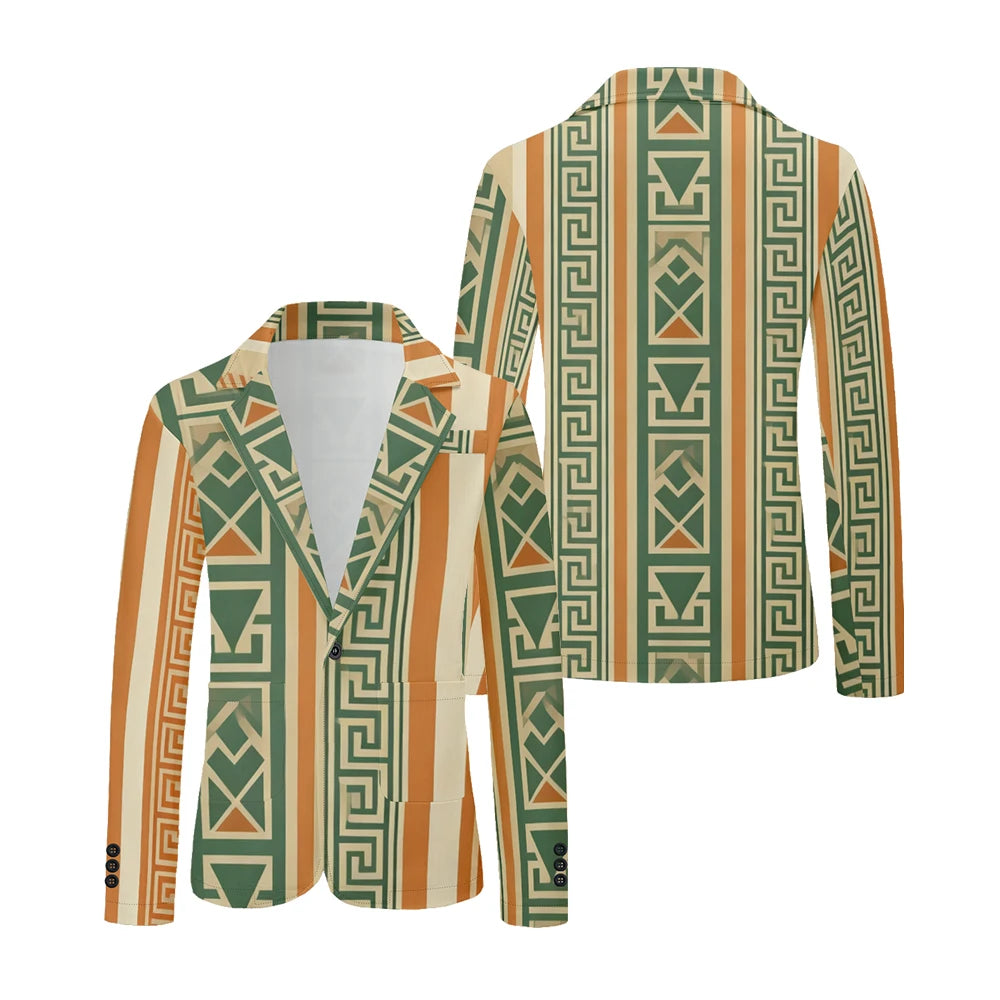 Men Geometric Print Blazers Vintage Modern Oversized Suit Coat Jacket Abstract Stripe Pattern Suit Coat for Daily Casual Wear