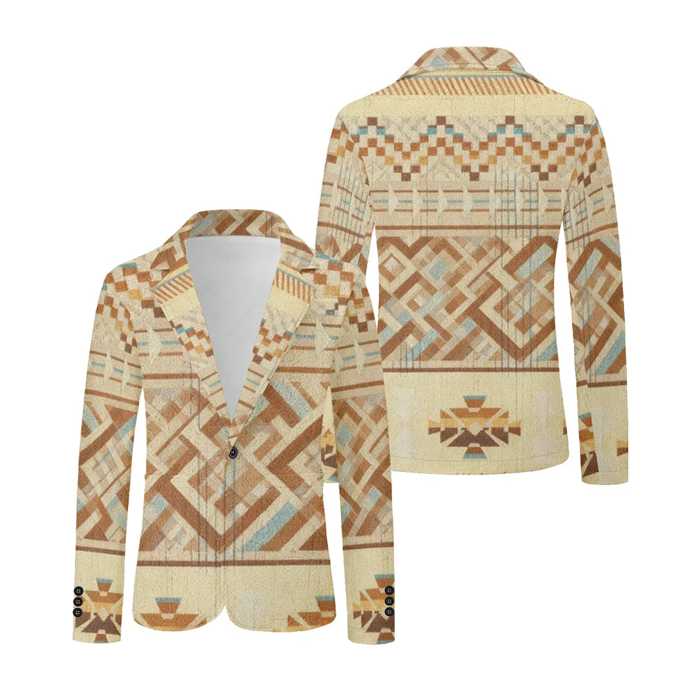 Men Geometric Print Blazers Vintage Modern Oversized Suit Coat Jacket Abstract Stripe Pattern Suit Coat for Daily Casual Wear