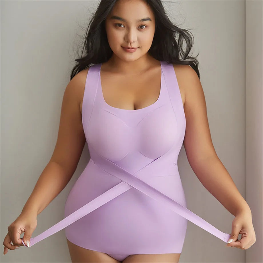 Body Shapewear for Women Seamless Solid Shaping Full Bodysuit Crew Neck Tummy Control Slimming Body Shaper Underwear &amp; Shapewear