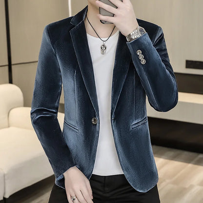 Blazer: An Outdoor Fashion Business Gentleman Wedding Host Slim-fit Casual Korean-style Youthful Men&