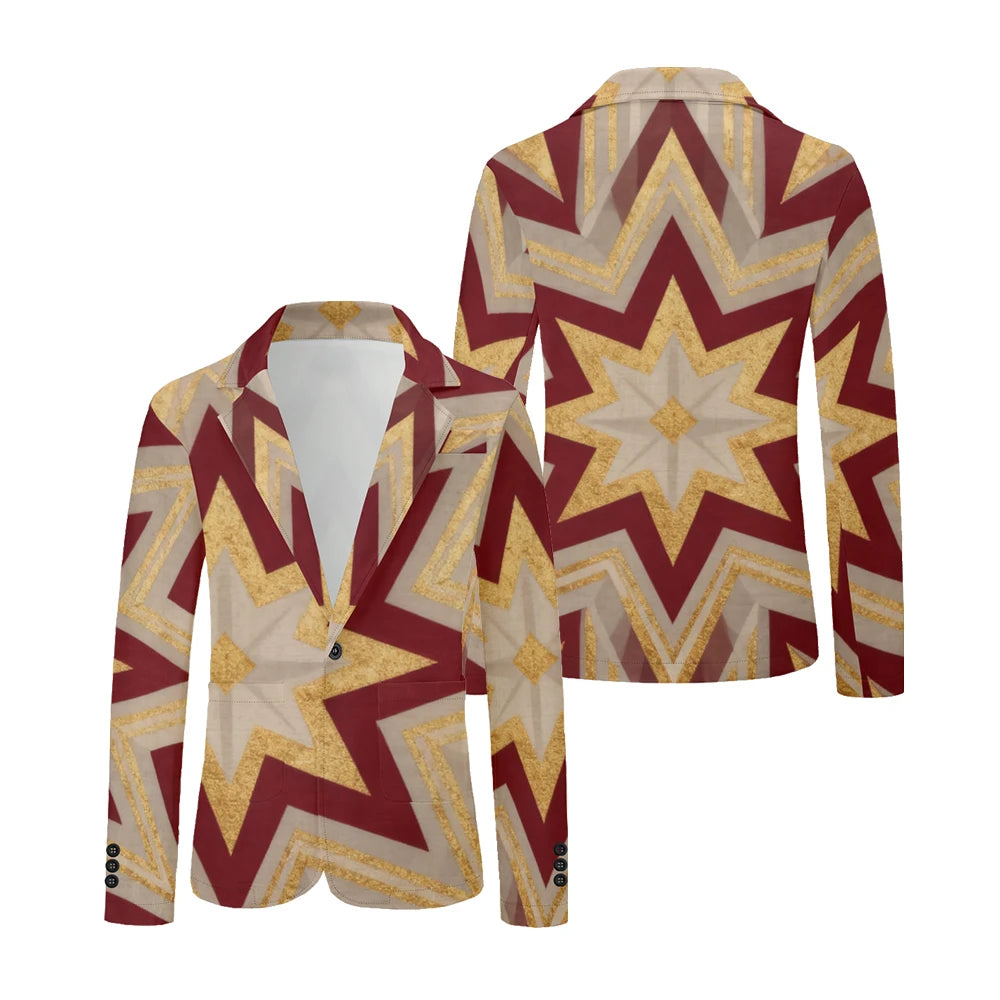 Men Geometric Print Blazers Vintage Modern Oversized Suit Coat Jacket Abstract Stripe Pattern Suit Coat for Daily Casual Wear