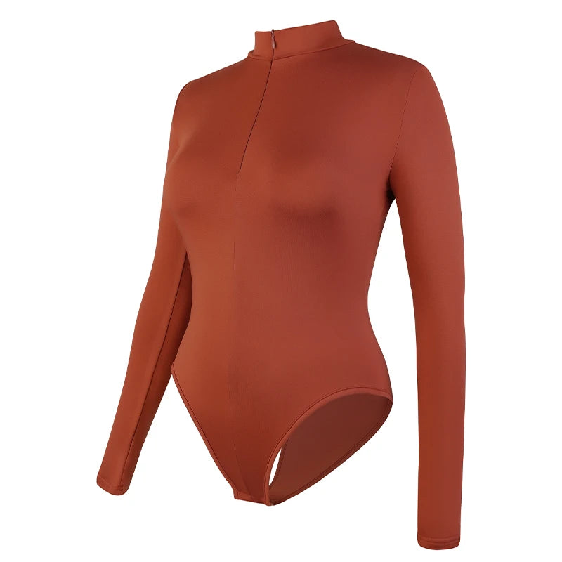 Shapewear Bodysuit for Women Seamless Briefs Shapewear Tummy Control Bodysuits Zip Front Long Sleeve Tops Bodysuit