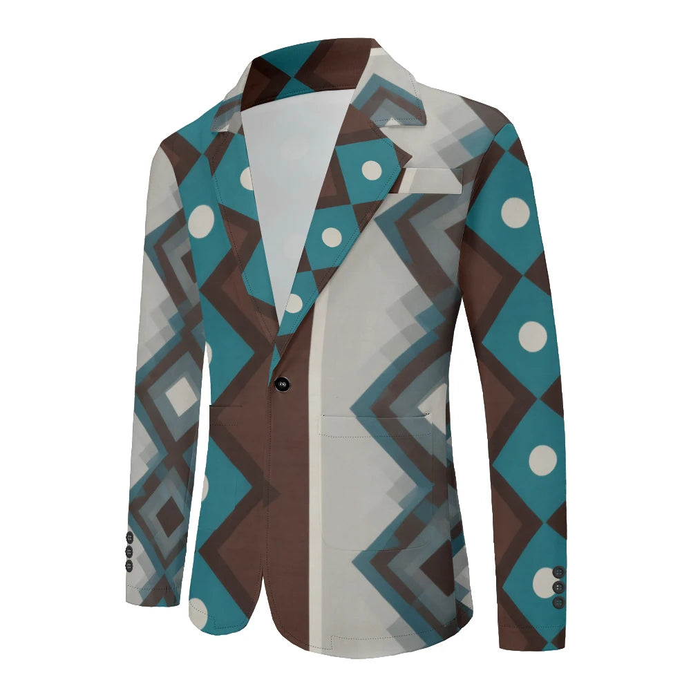 Men Geometric Print Blazers Vintage Modern Oversized Suit Coat Jacket Abstract Stripe Pattern Suit Coat for Daily Casual Wear