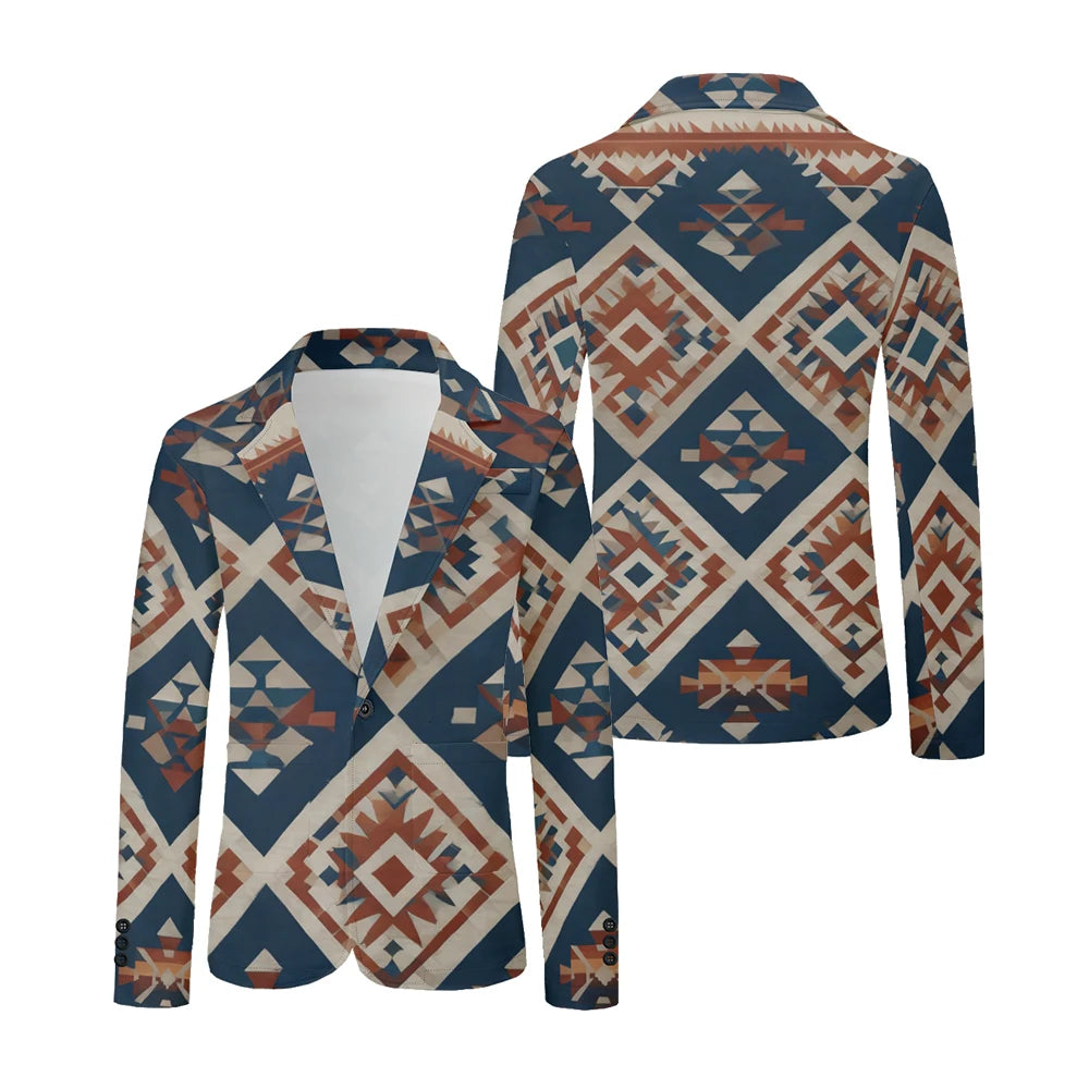 Men Geometric Print Blazers Vintage Modern Oversized Suit Coat Jacket Abstract Stripe Pattern Suit Coat for Daily Casual Wear