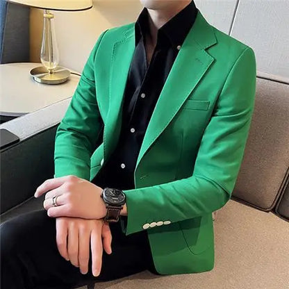 Oversize Thin Male Blazer Plus Big Size Yellow Slim Fit Men&