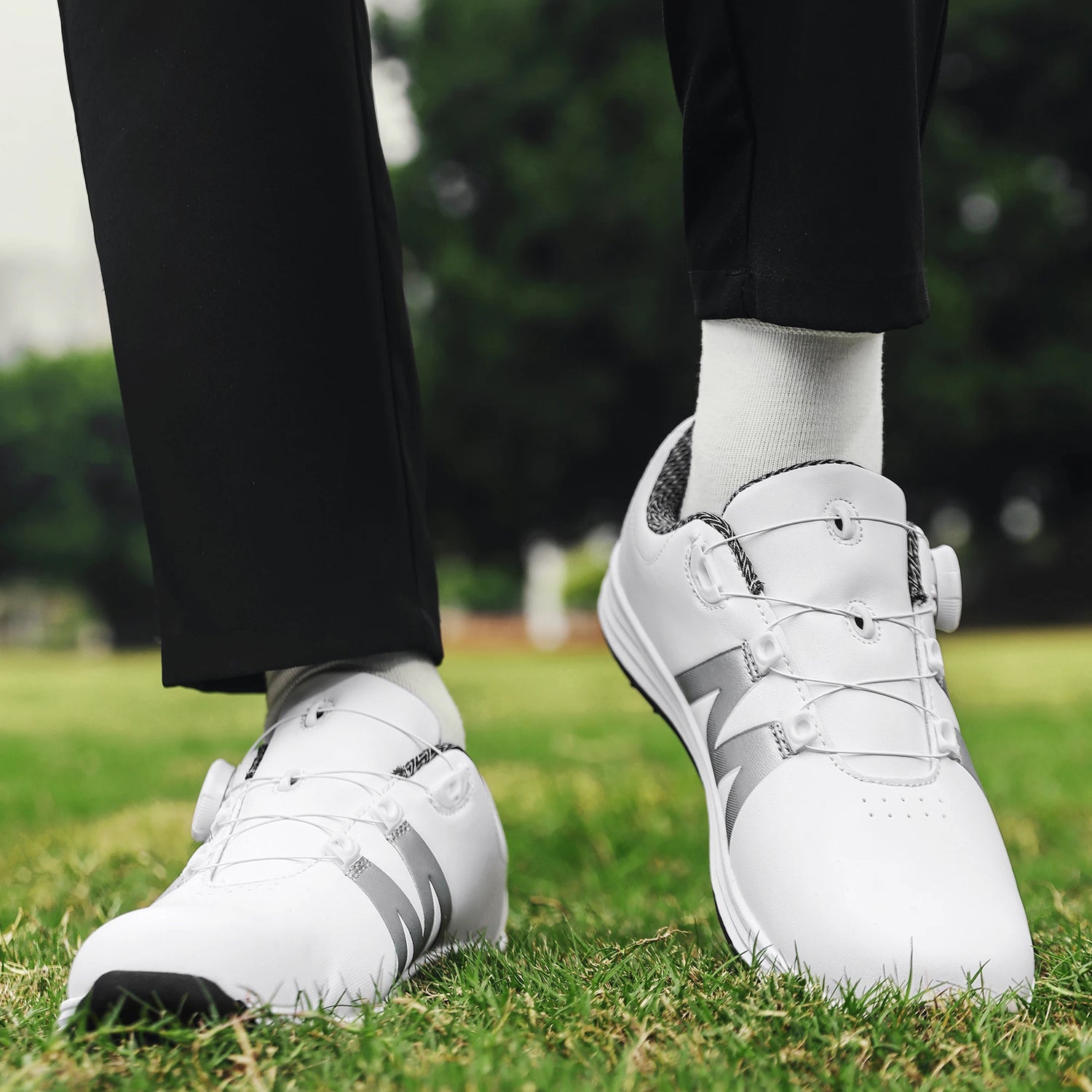 Outdoor Golf Shoes Leisure Sports Wear for Travel Mountain Climbing And Walking Fashion Trend Leading, White and black 10