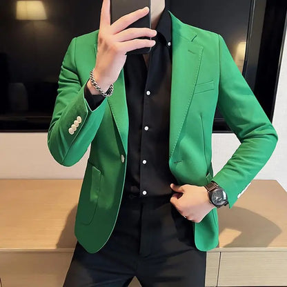 Oversize Thin Male Blazer Plus Big Size Yellow Slim Fit Men&