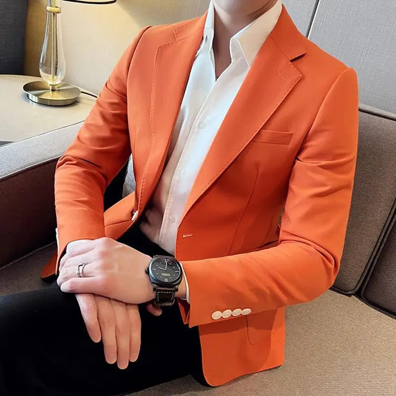 Oversize Thin Male Blazer Plus Big Size Yellow Slim Fit Men&